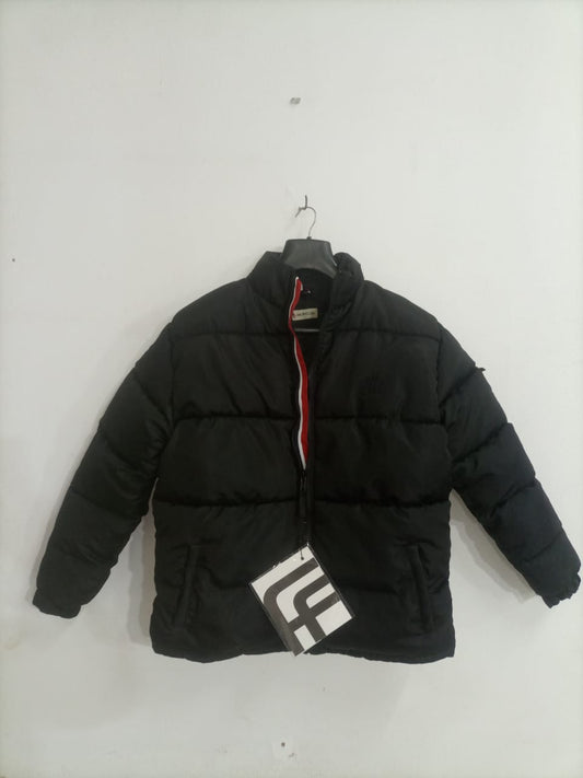 Monc Puffer Jacket Black Tricolour Zip